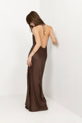 Chiffon Halter Dress - Potting Soil