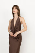 Chiffon Halter Dress - Potting Soil