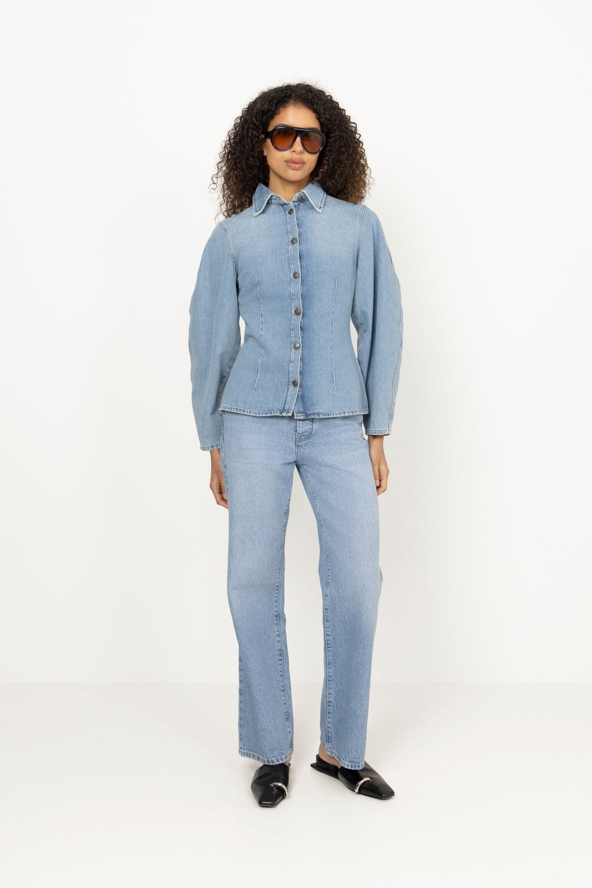 Denim Fitted Shirt - Light Blue Denim