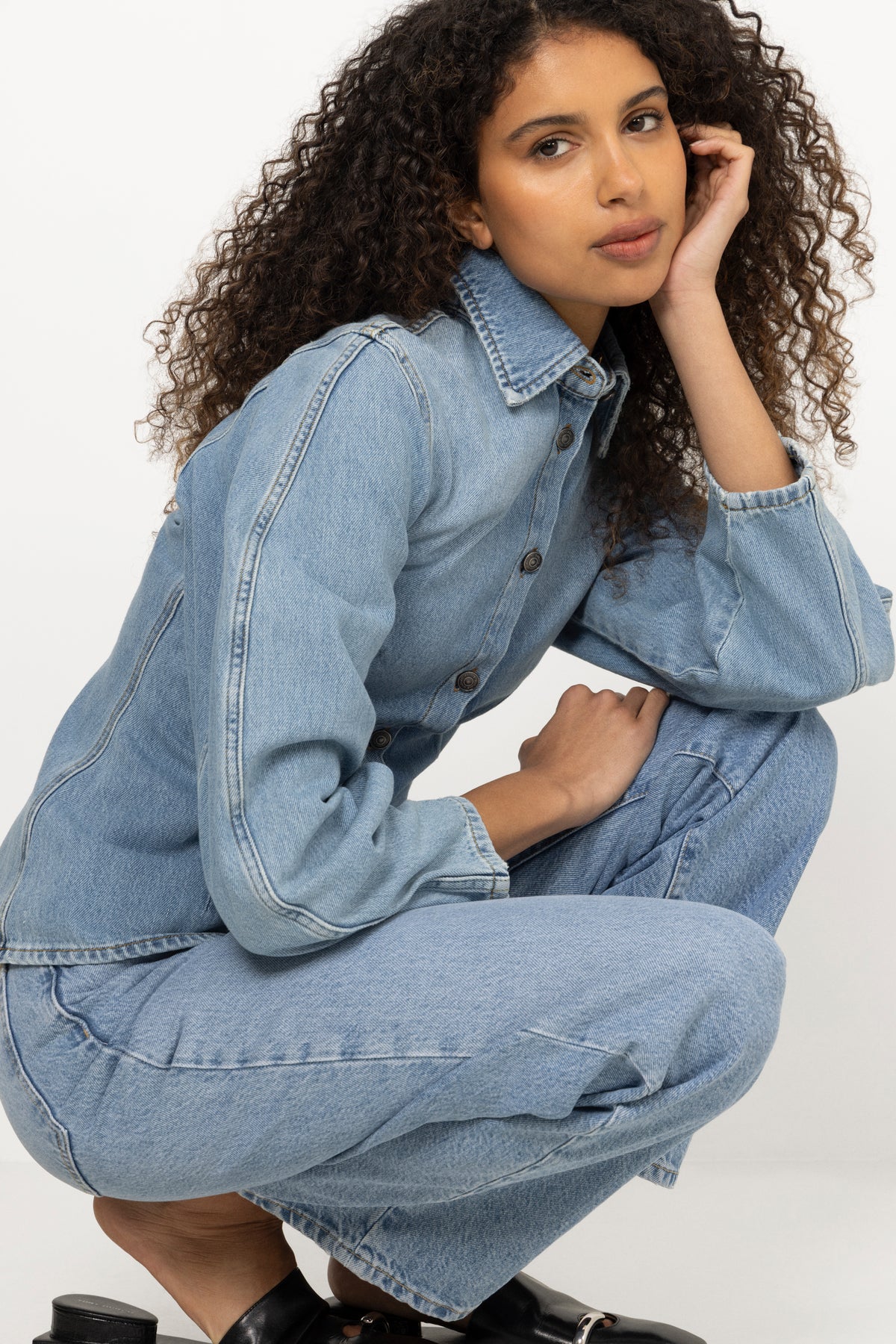 Denim Fitted Shirt - Light Blue Denim