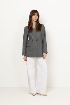Tiphaine Blazer - Light Grey Pinstripe
