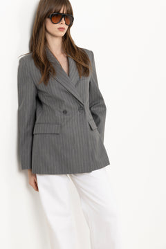 Tiphaine Blazer - Light Grey Pinstripe