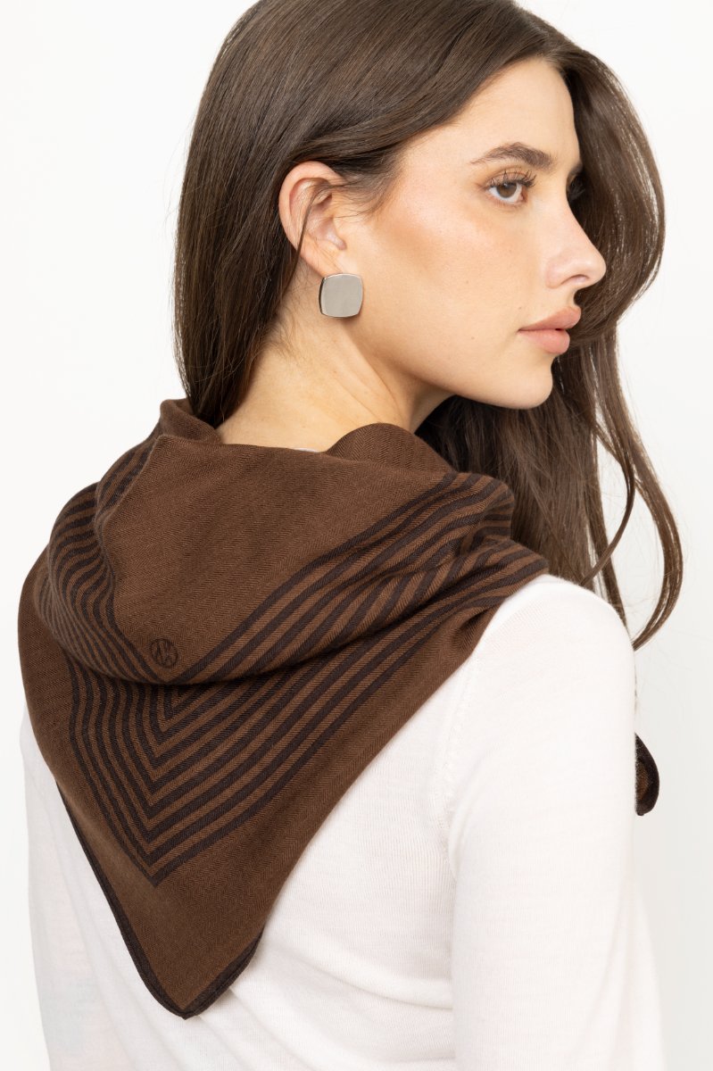 Wool Striped Scarf - Brown