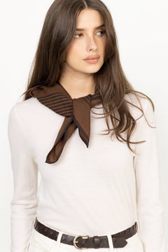 Wool Striped Scarf - Brown