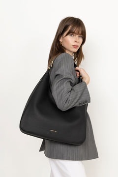 Nolita Large Pebbled Leather Hobo Shoulder Bag - Black