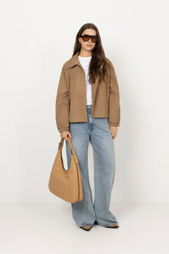 Nolita Large Pebbled Leather Hobo Shoulder Bag - Peanut
