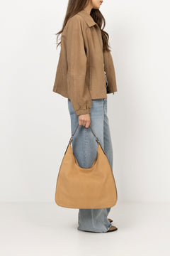 Nolita Large Pebbled Leather Hobo Shoulder Bag - Peanut