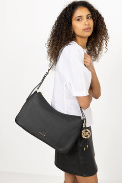 Nolita Medium Pebbled Leather Shoulder Bag - Black