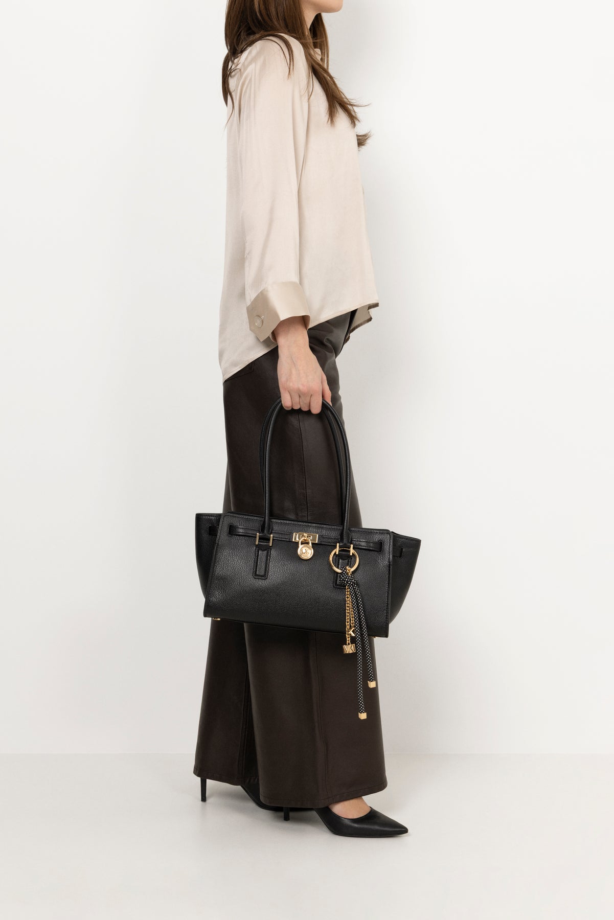 Hamilton Moderne Small Leather Satchel - Black