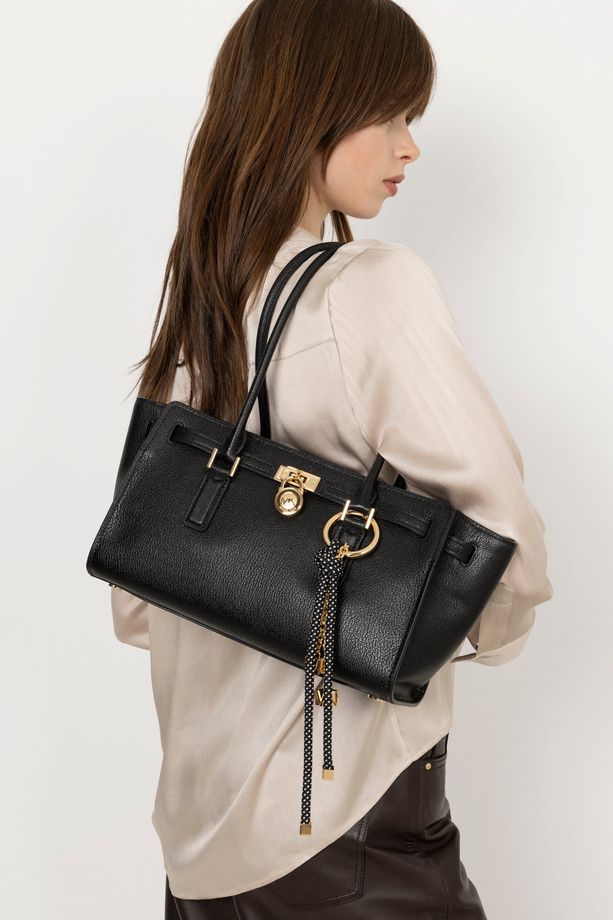 Hamilton Moderne Small Leather Satchel - Black