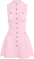 Pointelle Diamante Knit Mini Dress - Pink