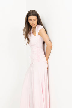 Jersey Draped Maxi Dress - Pink