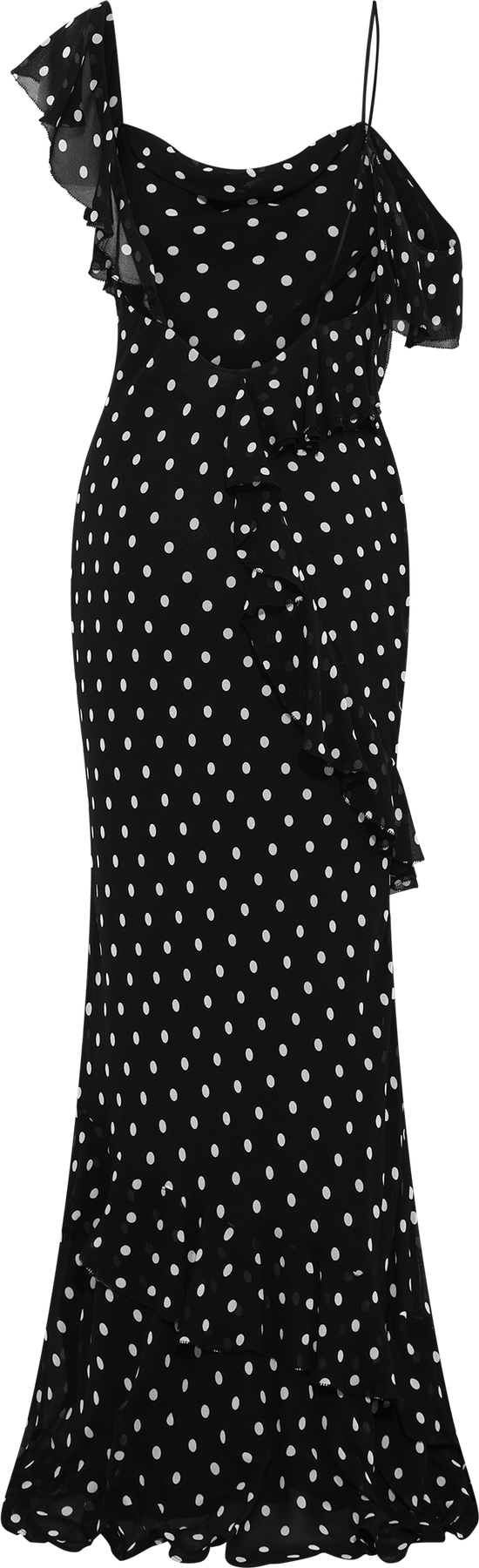 Polka Dot Georgette Maxi Dress - Black