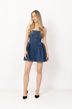 Denim Mini Dress - Blue