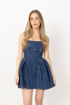 Denim Mini Dress - Blue
