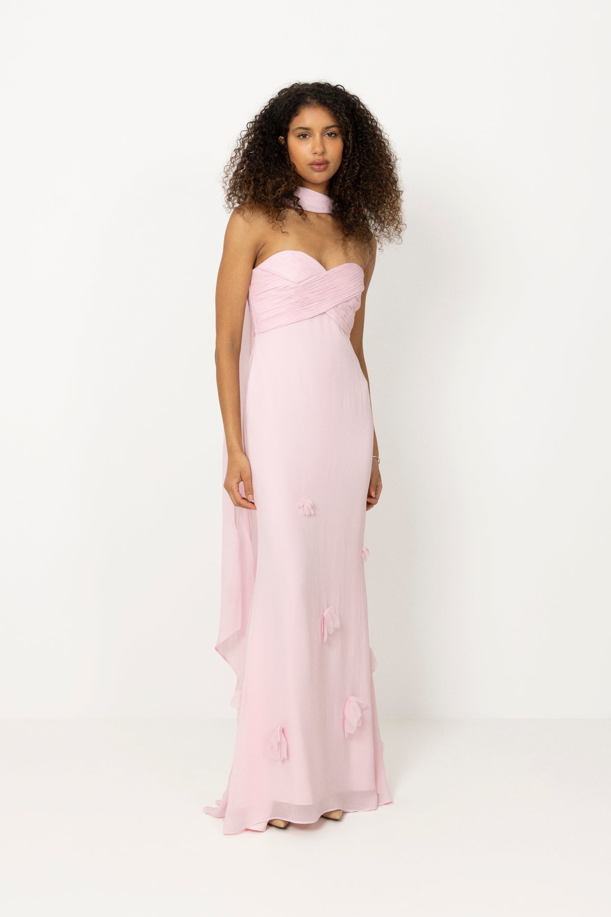Georgette Scarf Maxi Dress - Pink