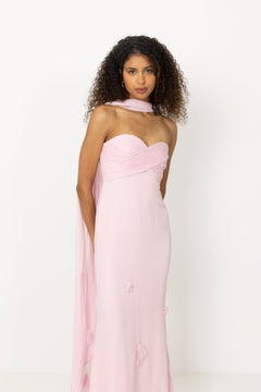 Georgette Scarf Maxi Dress - Pink