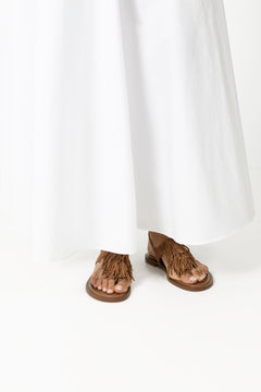 Indra Fringed Suede Sandal - Luggage