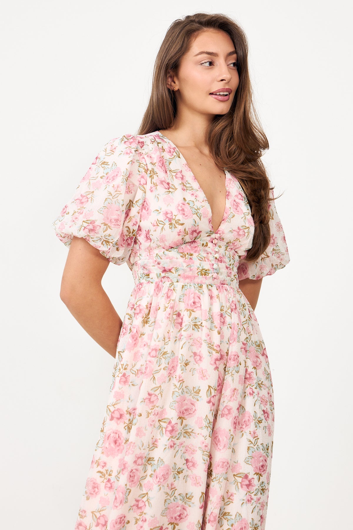 Nordalill Flower Maxi Dress - Pink Floral