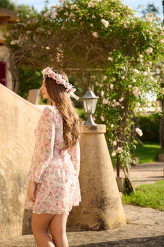 Hedvig Chiffon Mini Dress - Pink Floral