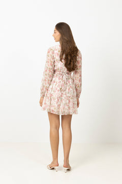 Hedvig Chiffon Mini Dress - Pink Floral