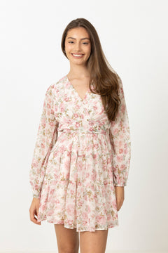 Hedvig Chiffon Mini Dress - Pink Floral