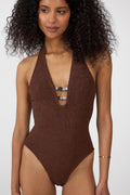 Adriana Beaded Swim - Metallic Chocolate