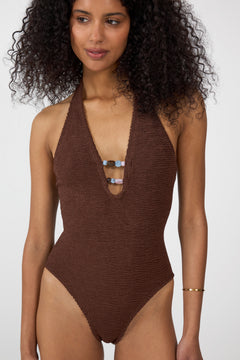 Adriana Beaded Swim - Metallic Chocolate