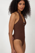 Adriana Beaded Swim - Metallic Chocolate
