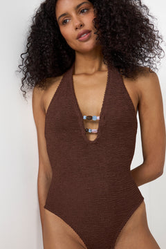 Adriana Beaded Swim - Metallic Chocolate