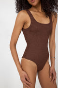 Coverage Square Neck Swim - Metallic Chocolate