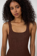 Coverage Square Neck Swim - Metallic Chocolate