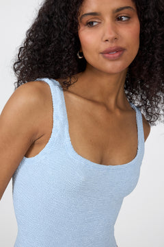 Square Neck Swim - Metallic Ice Blue