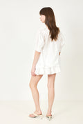 Cotton Frill Blouse - White