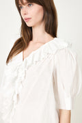Cotton Frill Blouse - White