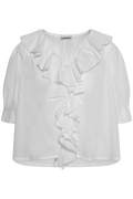 Cotton Frill Blouse - White