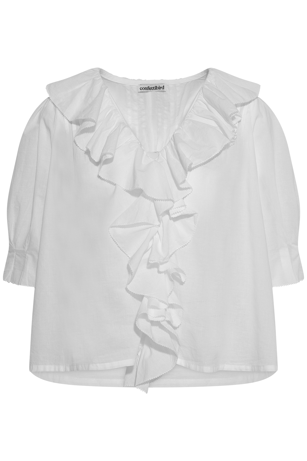 Cotton Frill Blouse - White