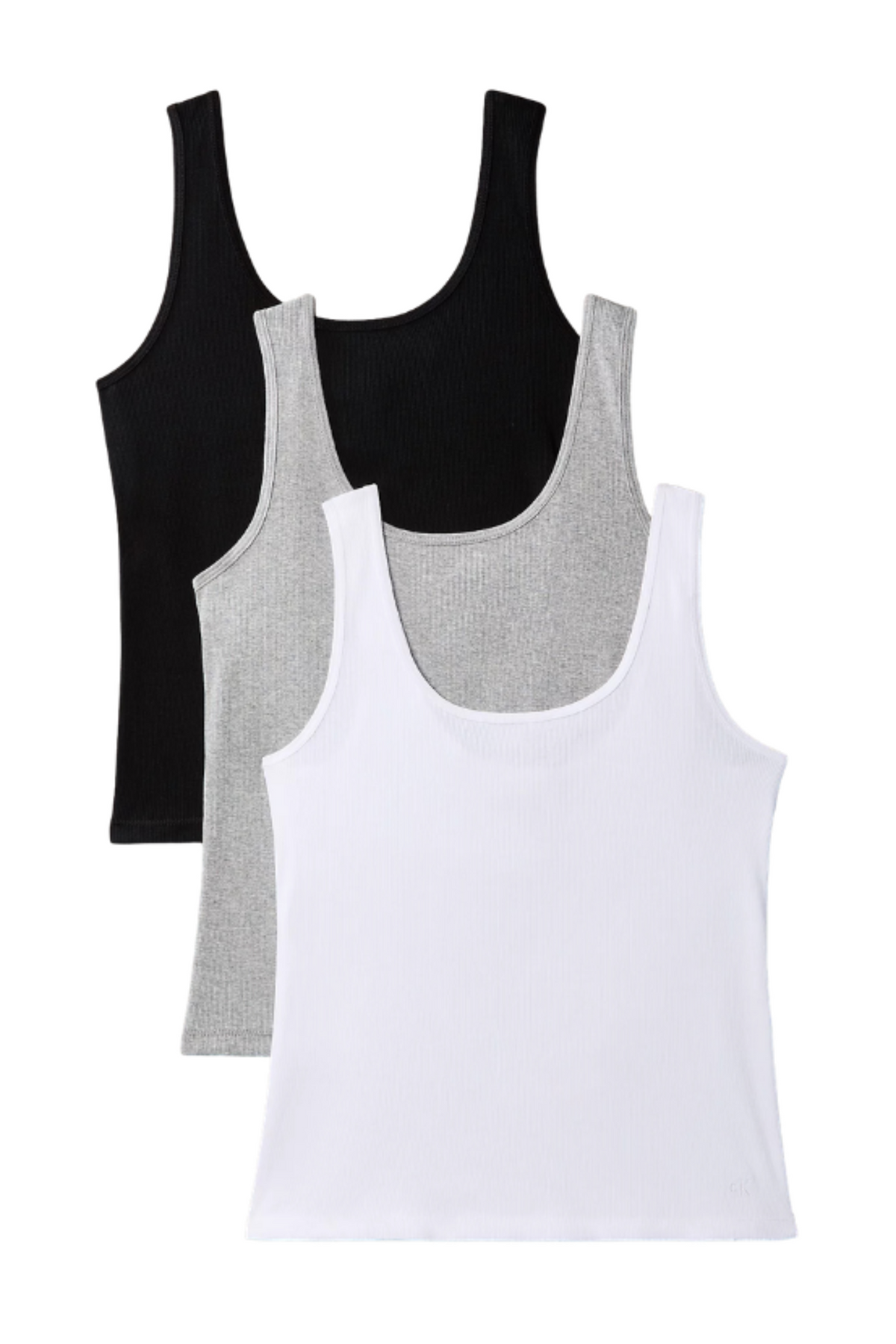 Scoop Neck Cotton Tank 3Pk - Black/Brilliant White/B10 Grey Heat