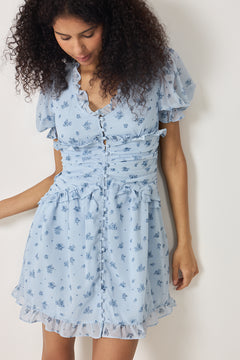 Arielic Dress - Blue Flower Print