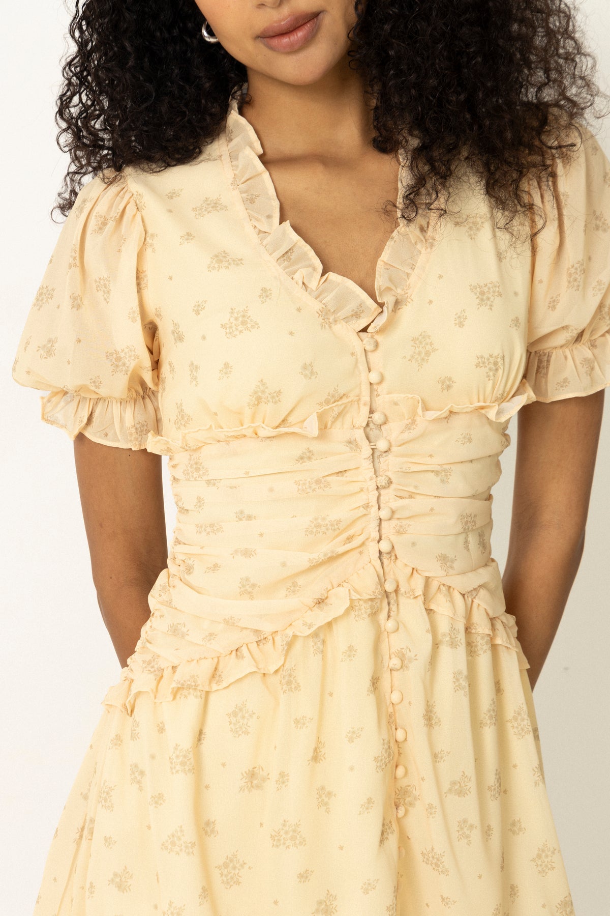 Arielic Dress - Yellow Flower Print