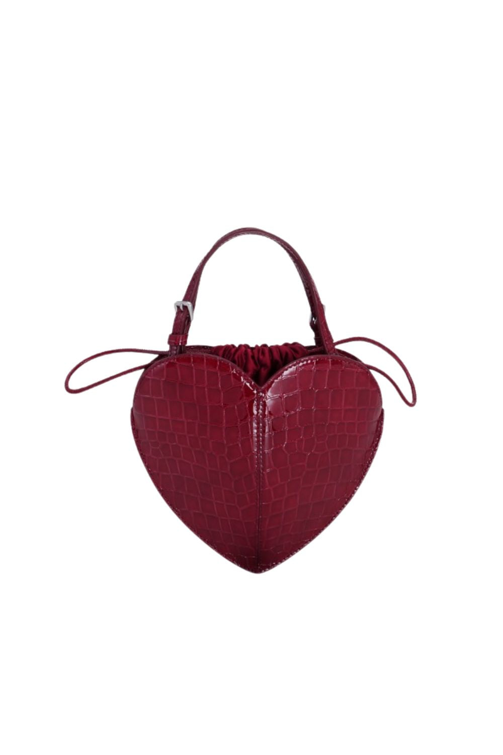Patent Croco Heart Bag - Windsor Wine