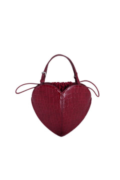 Patent Croco Heart Bag - Windsor Wine