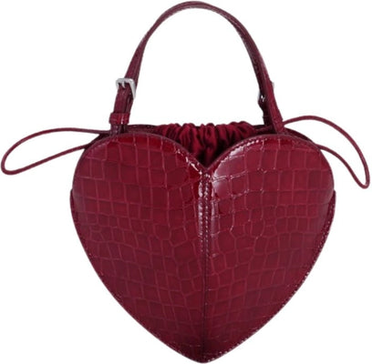 Patent Croco Heart Bag - Windsor Wine