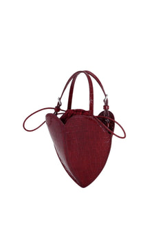 Patent Croco Heart Bag - Windsor Wine