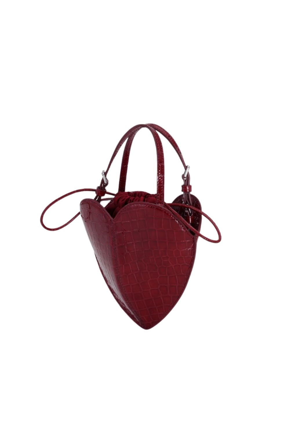 Patent Croco Heart Bag - Windsor Wine