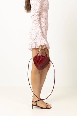 Patent Croco Heart Bag - Windsor Wine