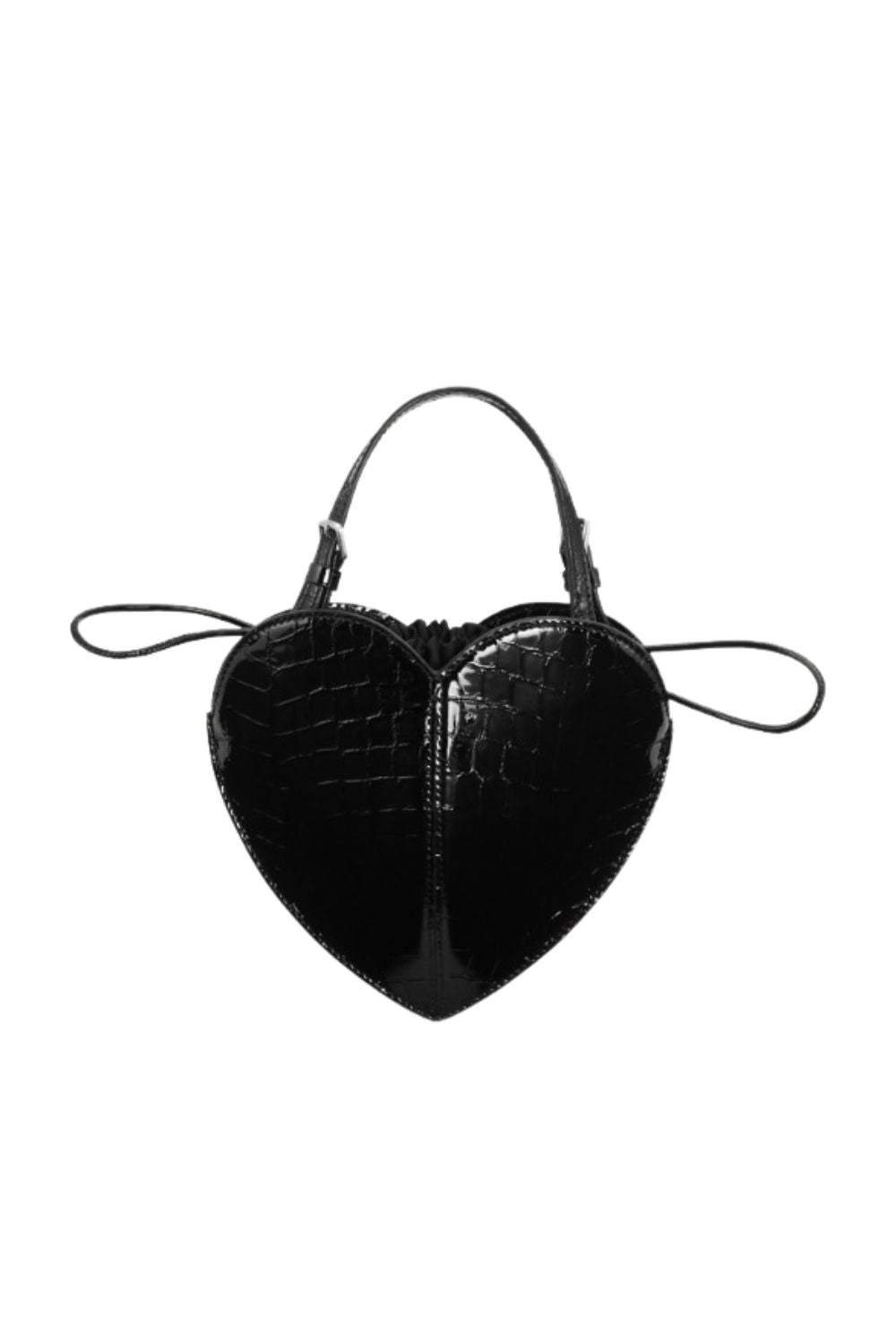 Patent Croco Heart Bag - Black