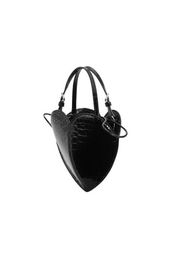 Patent Croco Heart Bag - Black