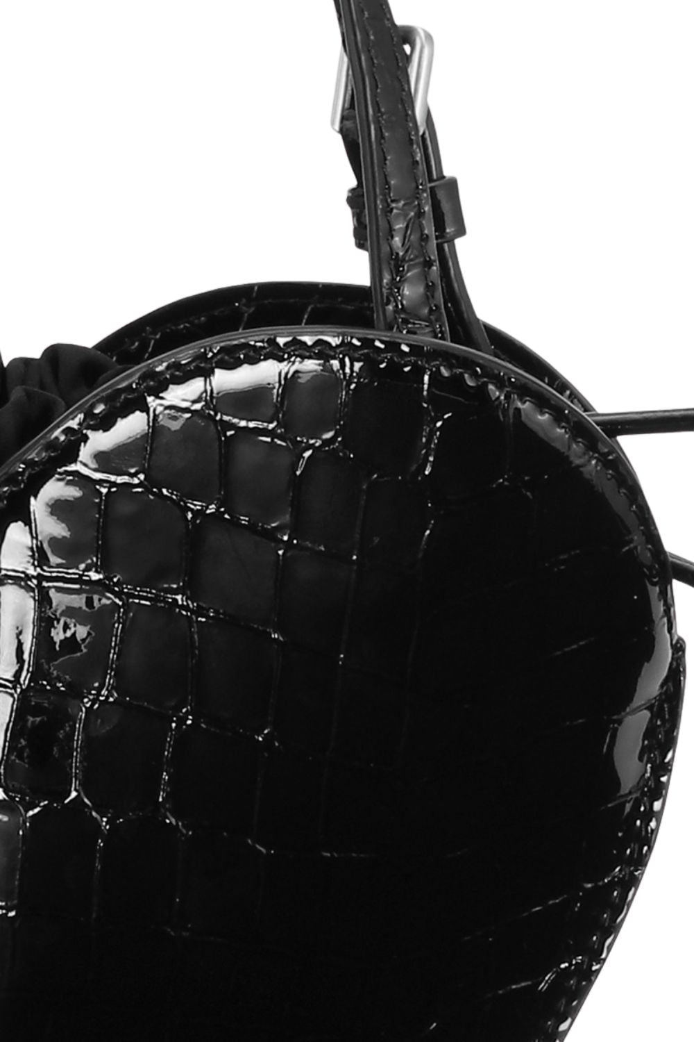 Patent Croco Heart Bag - Black