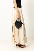 Patent Croco Heart Bag - Black